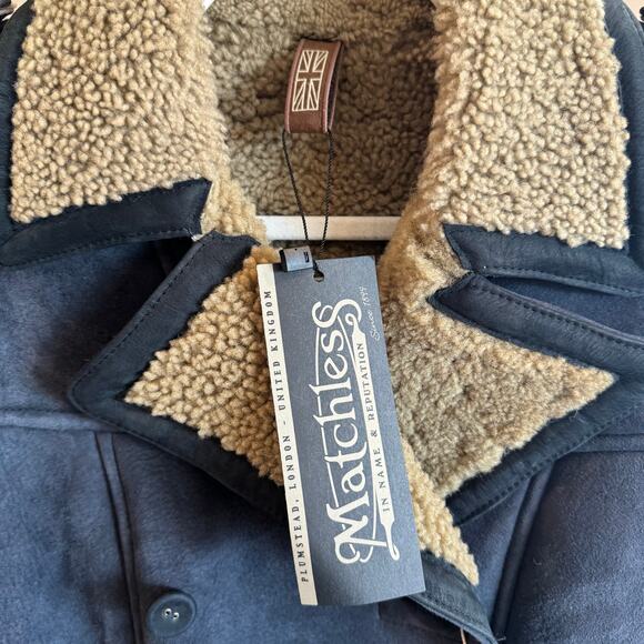 Matchless London Black Blue Suede Shearling Coat NWT Retail $3,900 L - Picture 8 of 12